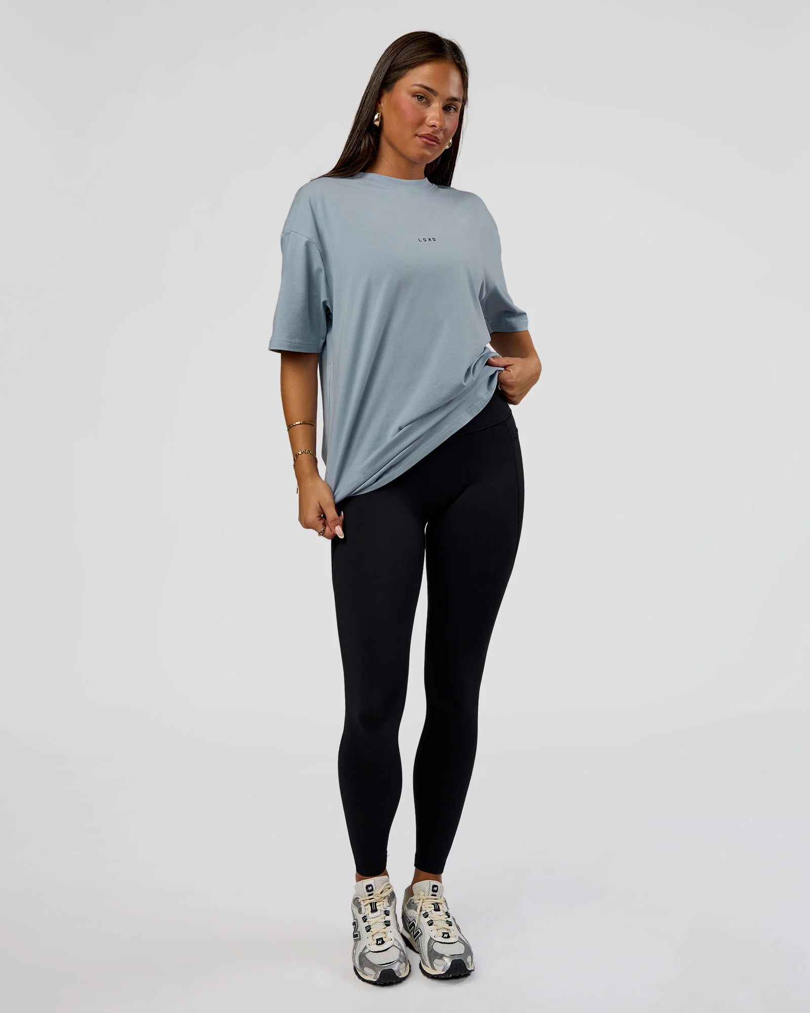 Abstract Haze FLXCotton Tee - Dusty Blue-Black - Image 11