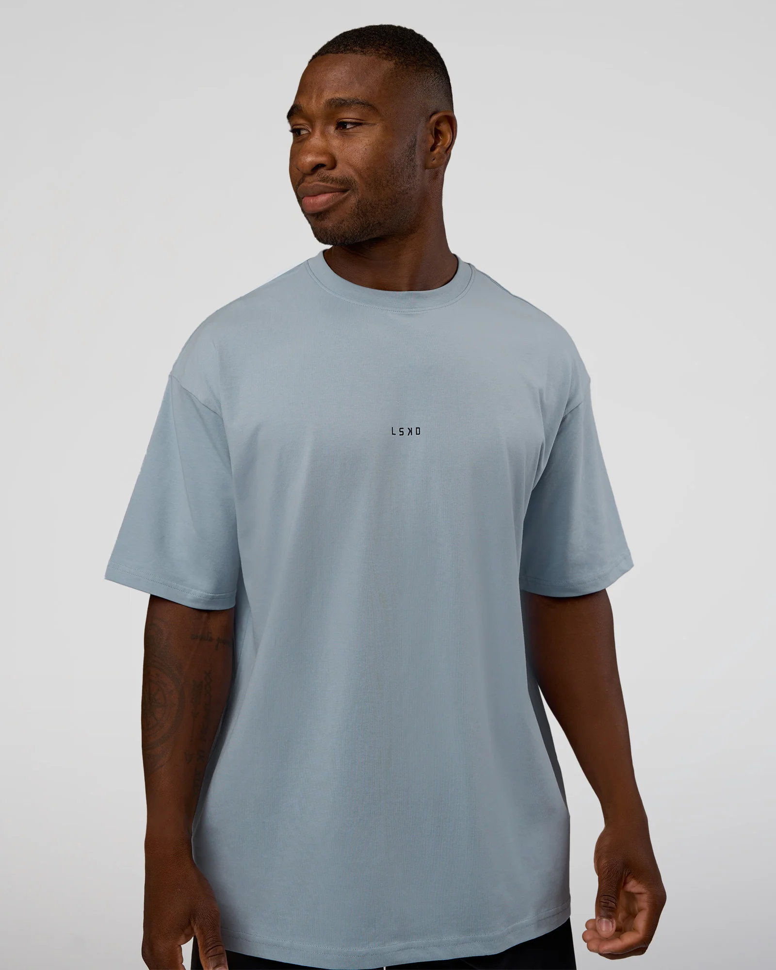 Abstract Haze FLXCotton Tee - Dusty Blue-Black - Image 2