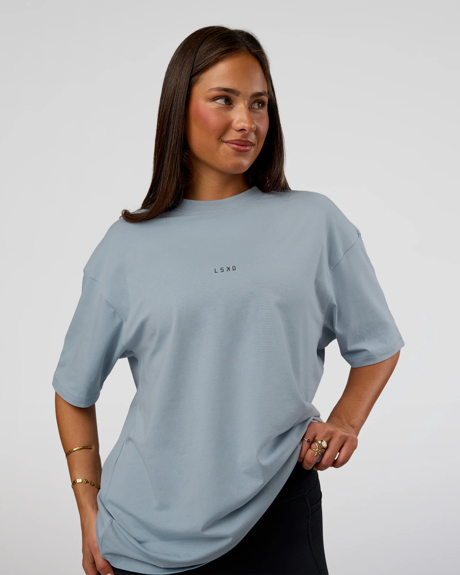 Abstract Haze FLXCotton Tee - Dusty Blue-Black - Image 4