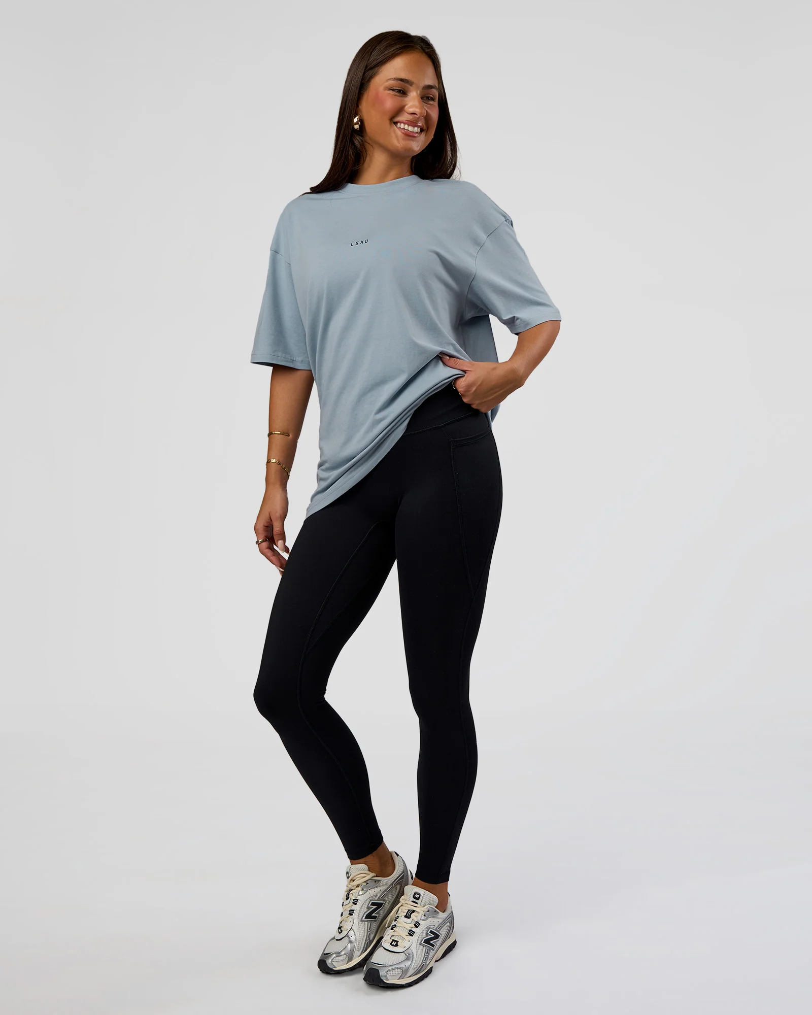 Abstract Haze FLXCotton Tee - Dusty Blue-Black - Image 7