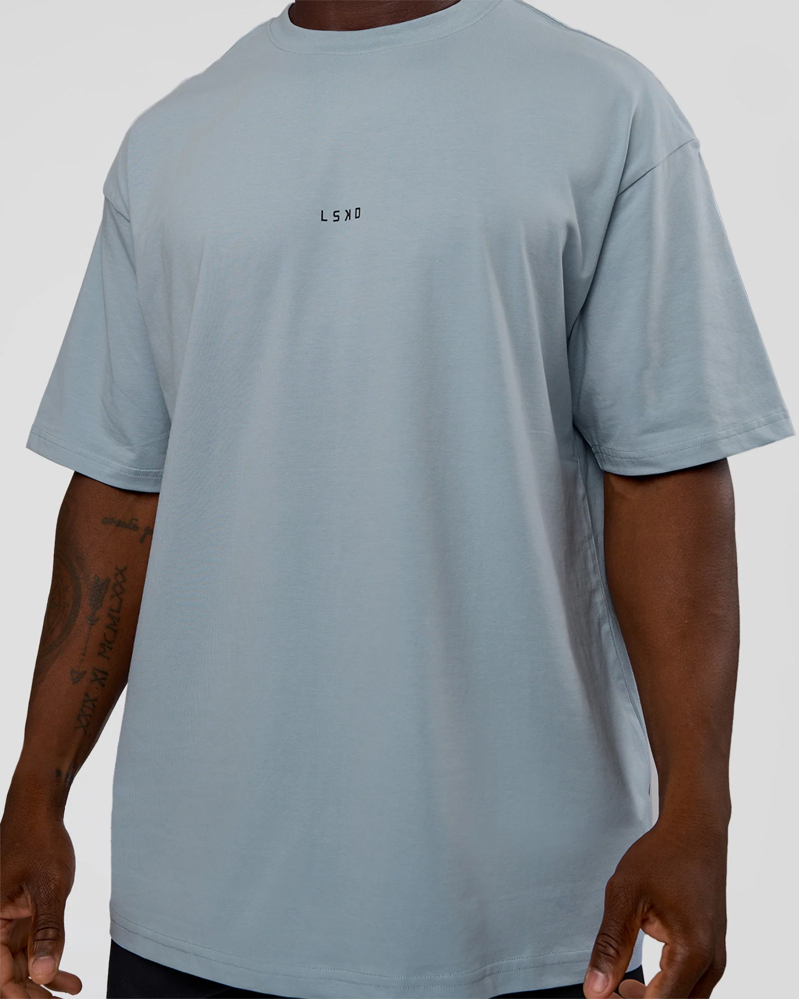 Abstract Haze FLXCotton Tee - Dusty Blue-Black - Image 8