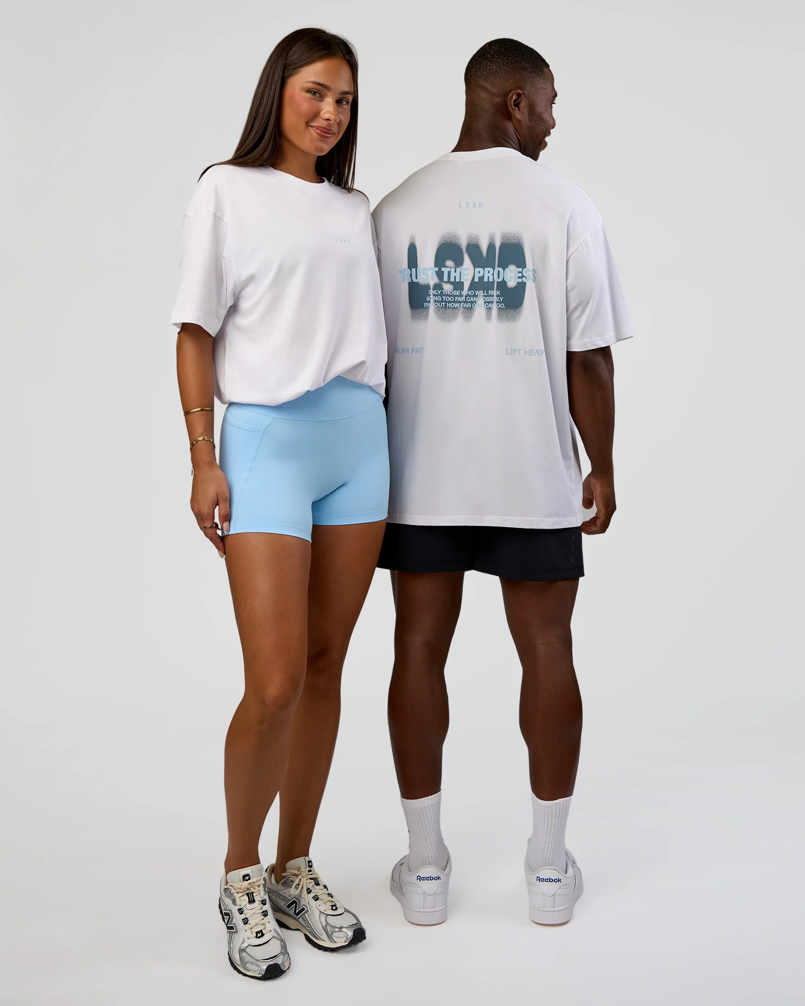 Abstract Haze FLXCotton Tee - White-Blue Aura