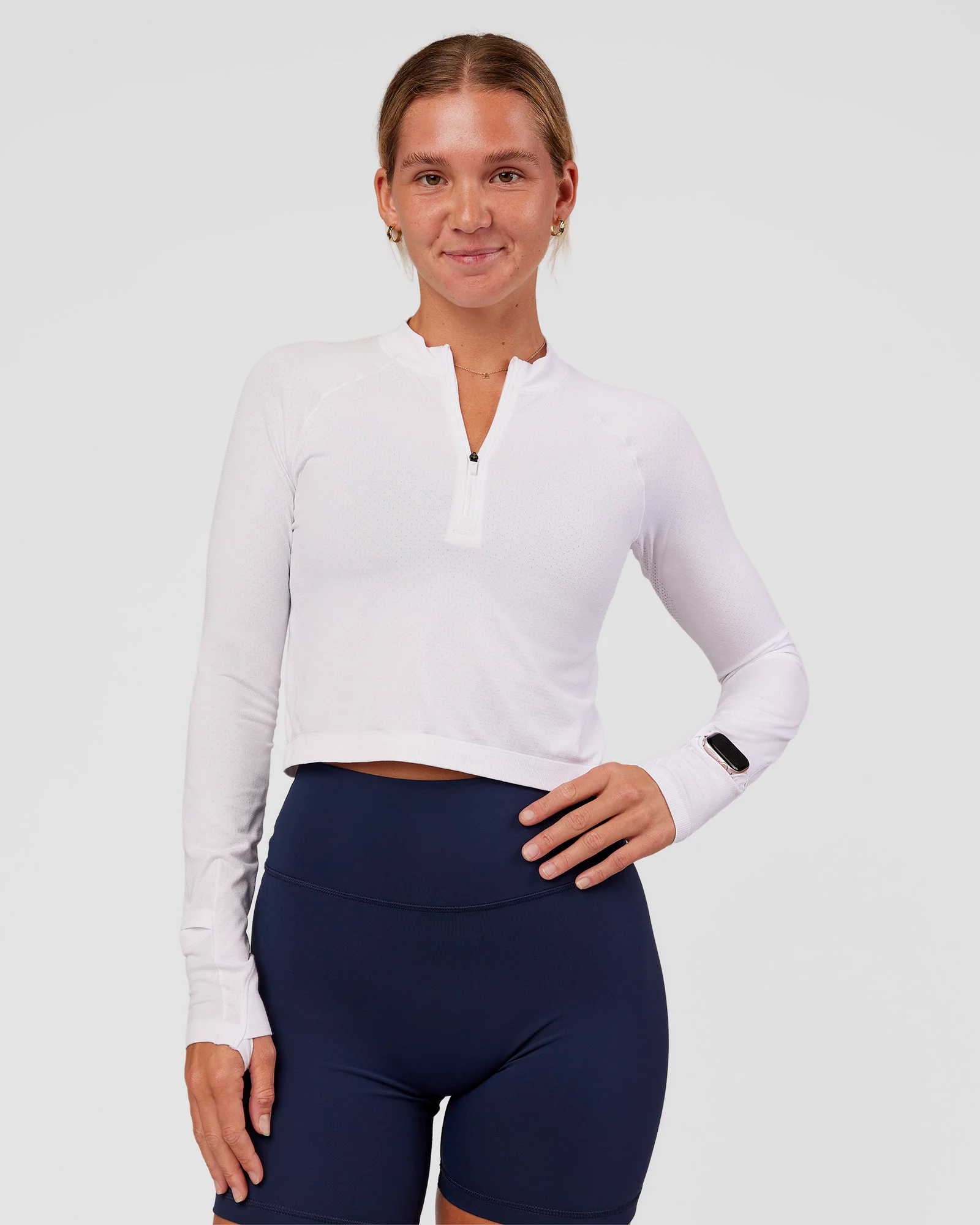AeroFLX+ Long Sleeve Skimmer Half Zip - White/White