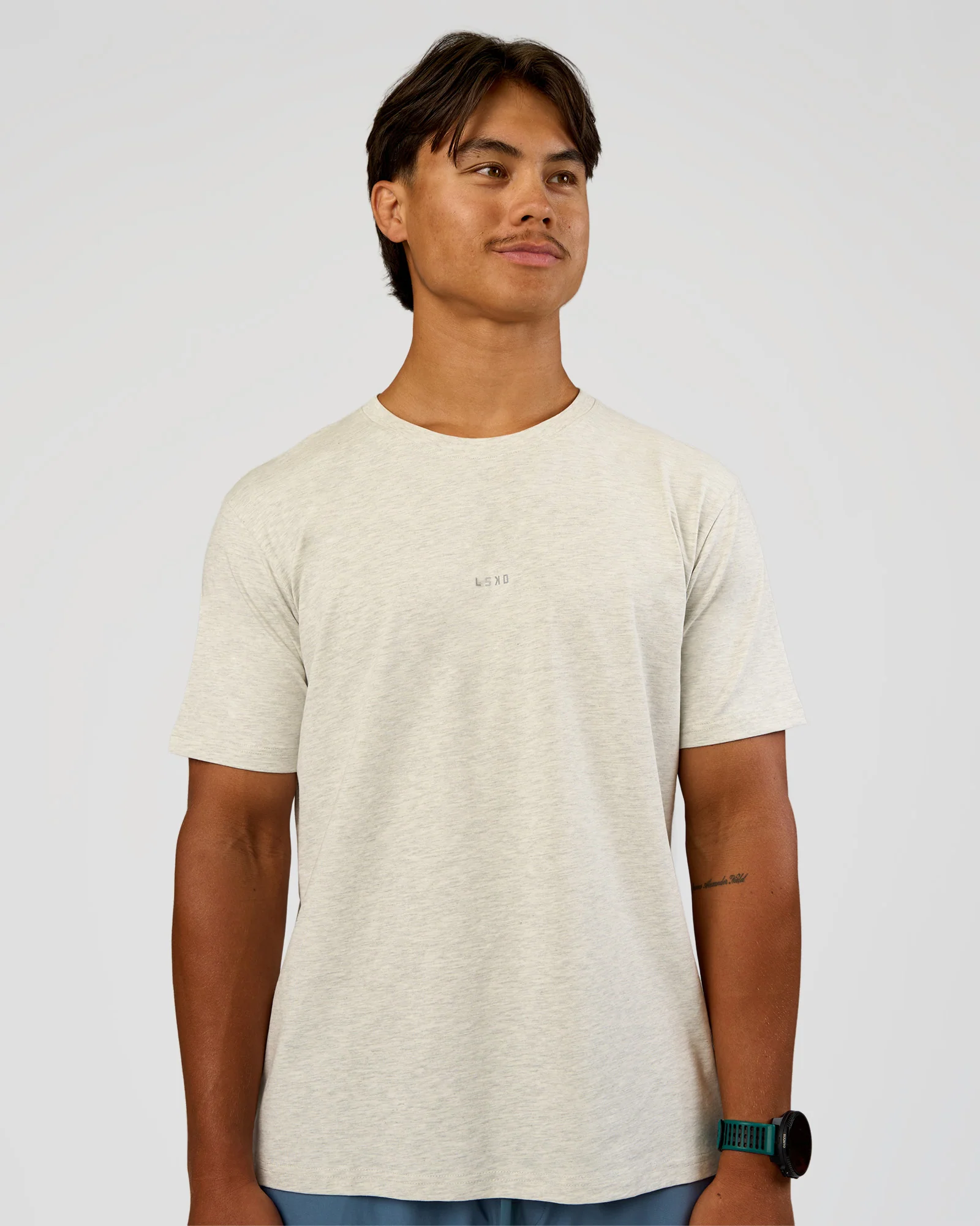 Base Heavyweight FLXCotton Tee Regular Fit -8cm - Silver Marl