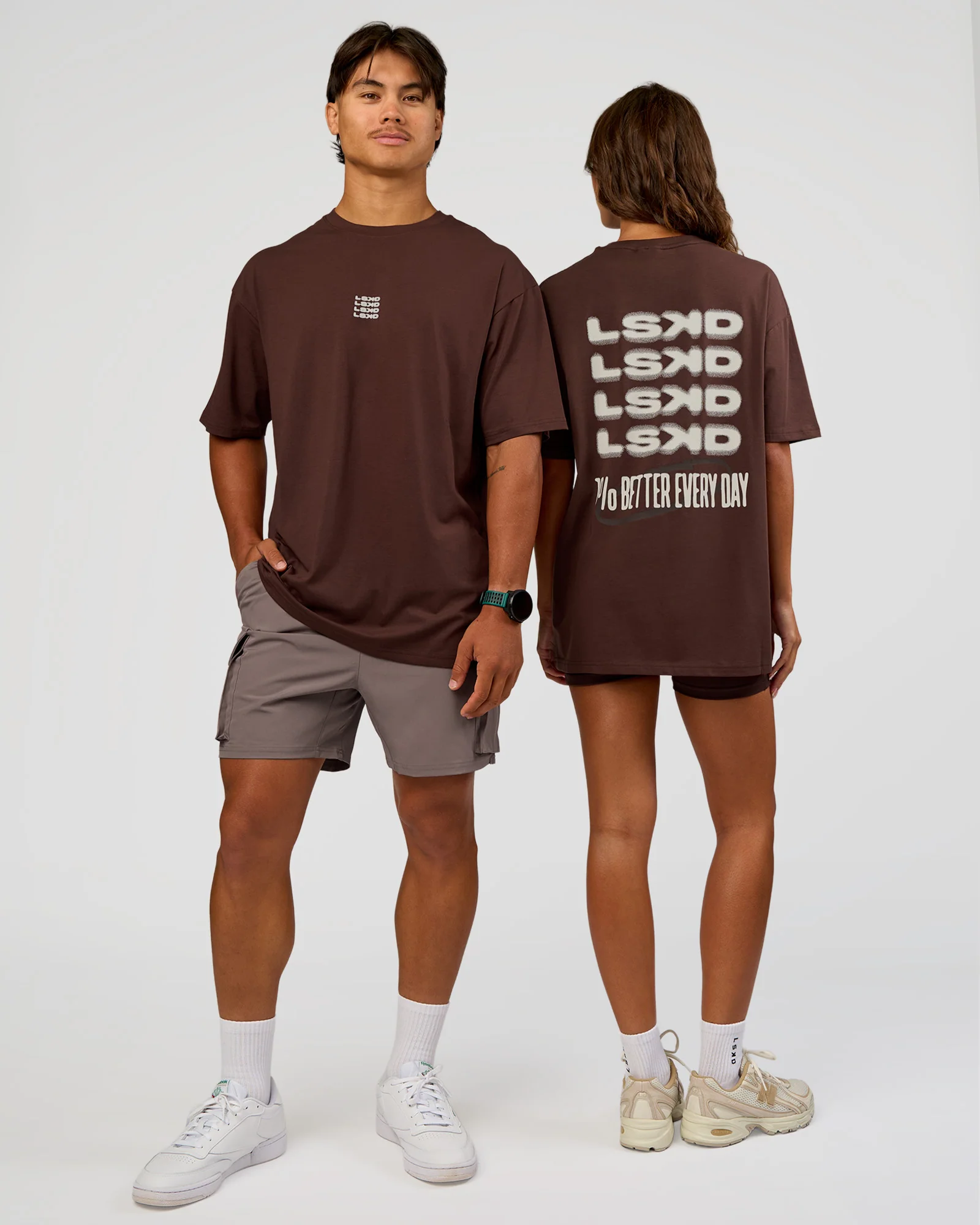 Everyday Elevation FLXCotton Oversized Tee - Hot Chocolate-Off White