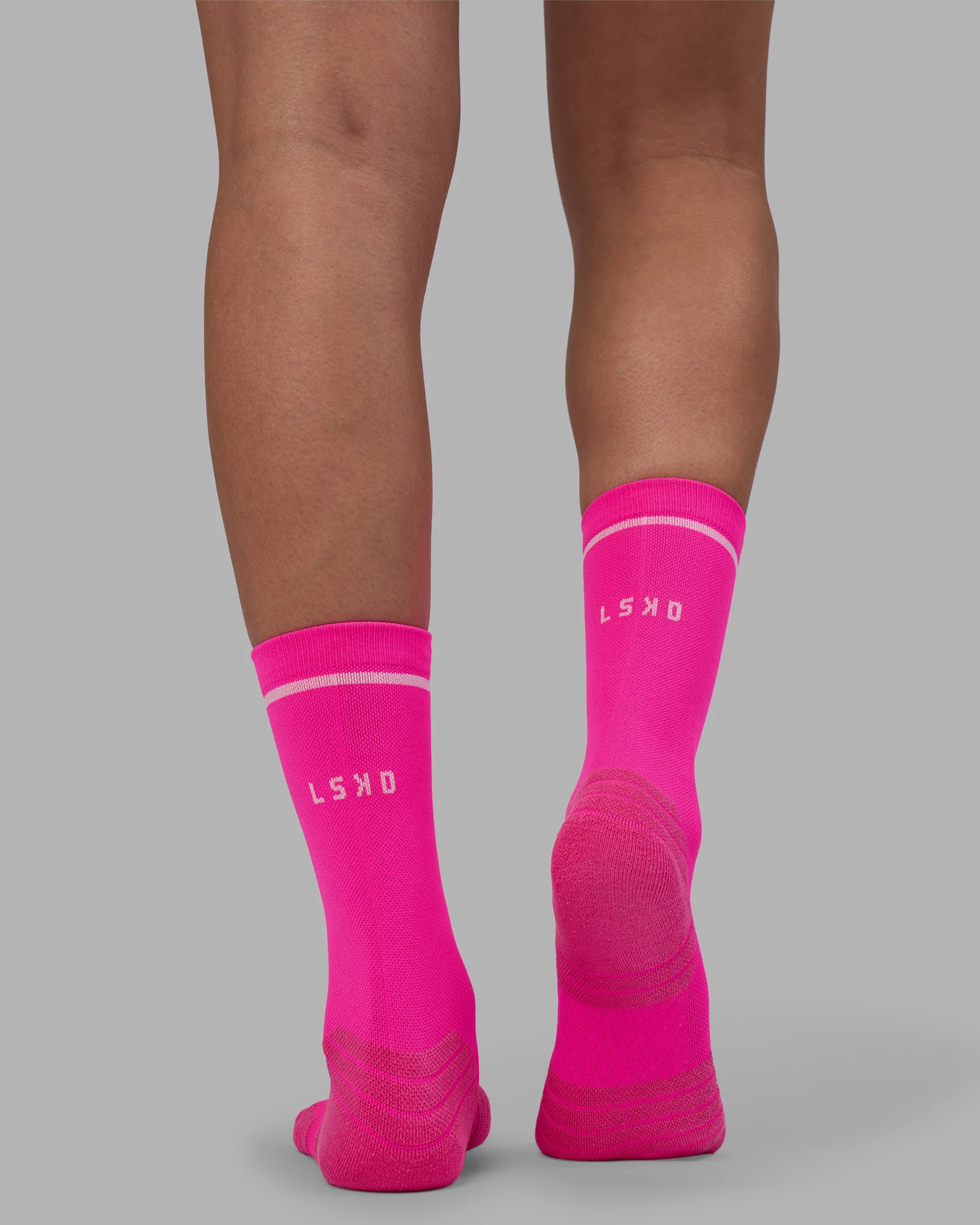 Fast Performance Crew Socks 2.0 - Neon Pink-White - Image 2