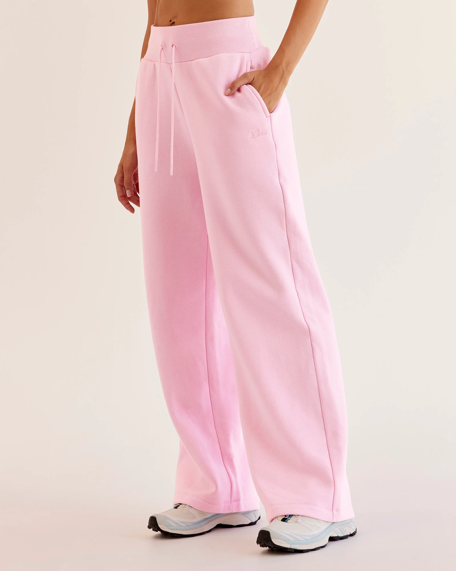 Go-To Script Wide Leg Track Pant - Marshmallow