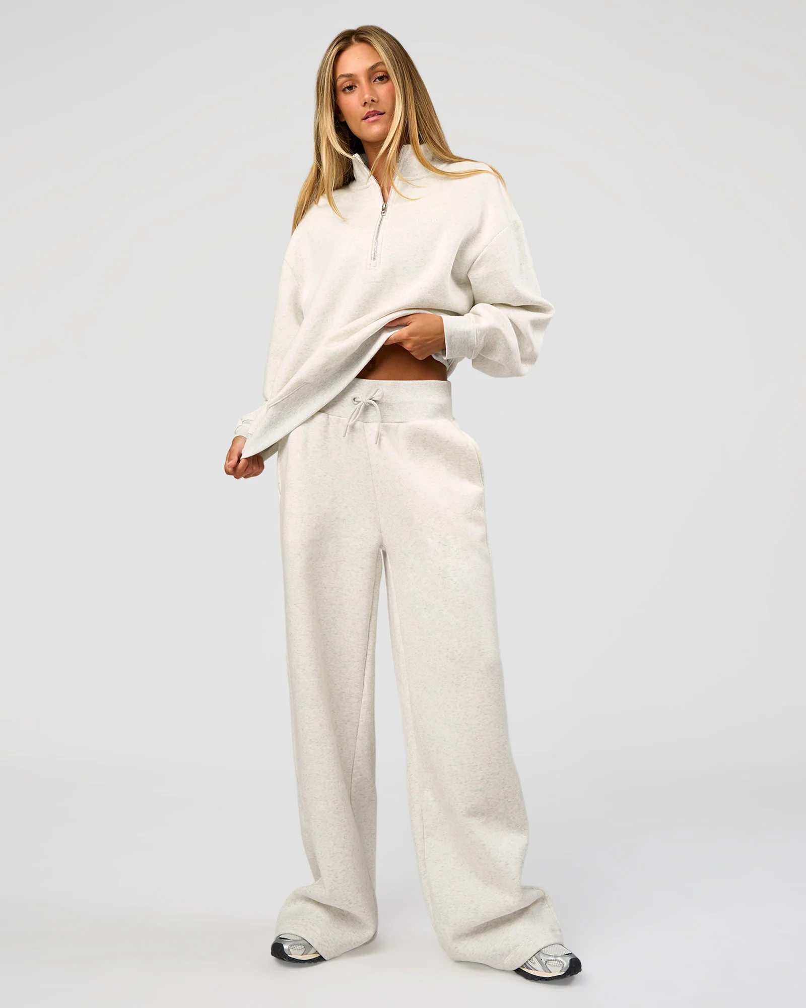 Go-To Wide Leg Track Pant Tall - Silver Marl