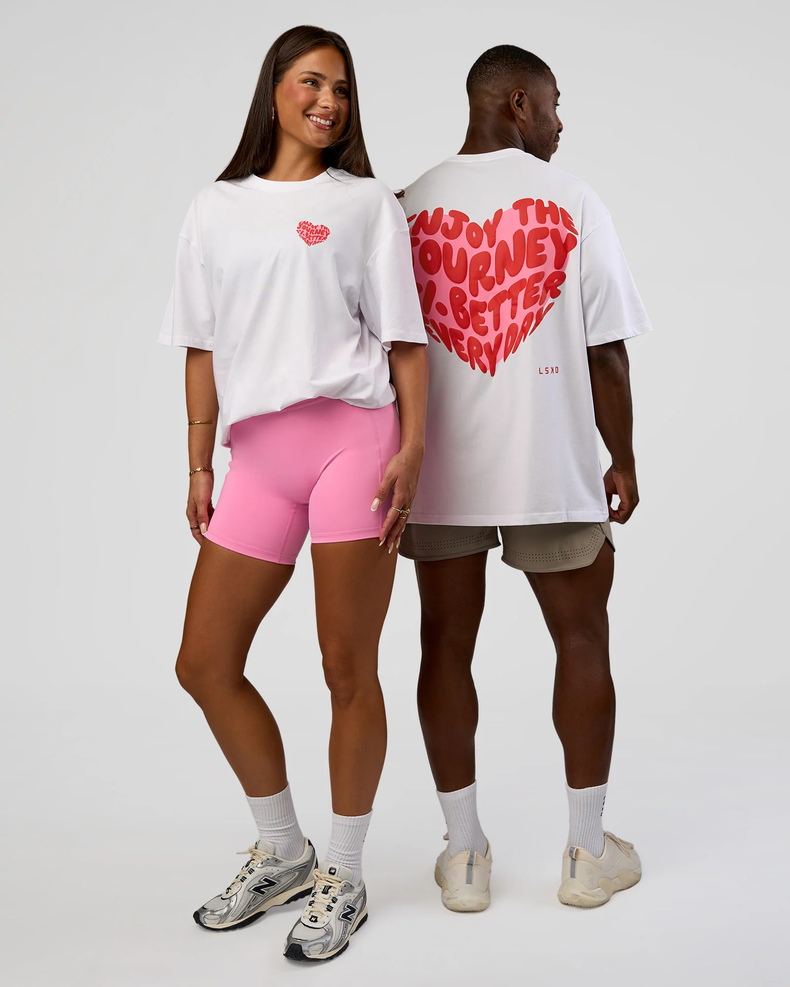 Love the Journey FLXCotton Oversized Tee - White-Candy Pink