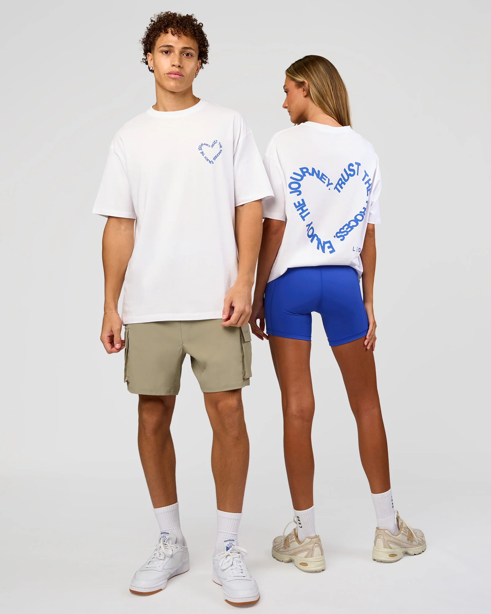 Love The Process FLXCotton Oversize Tee - White-Electric Indigo