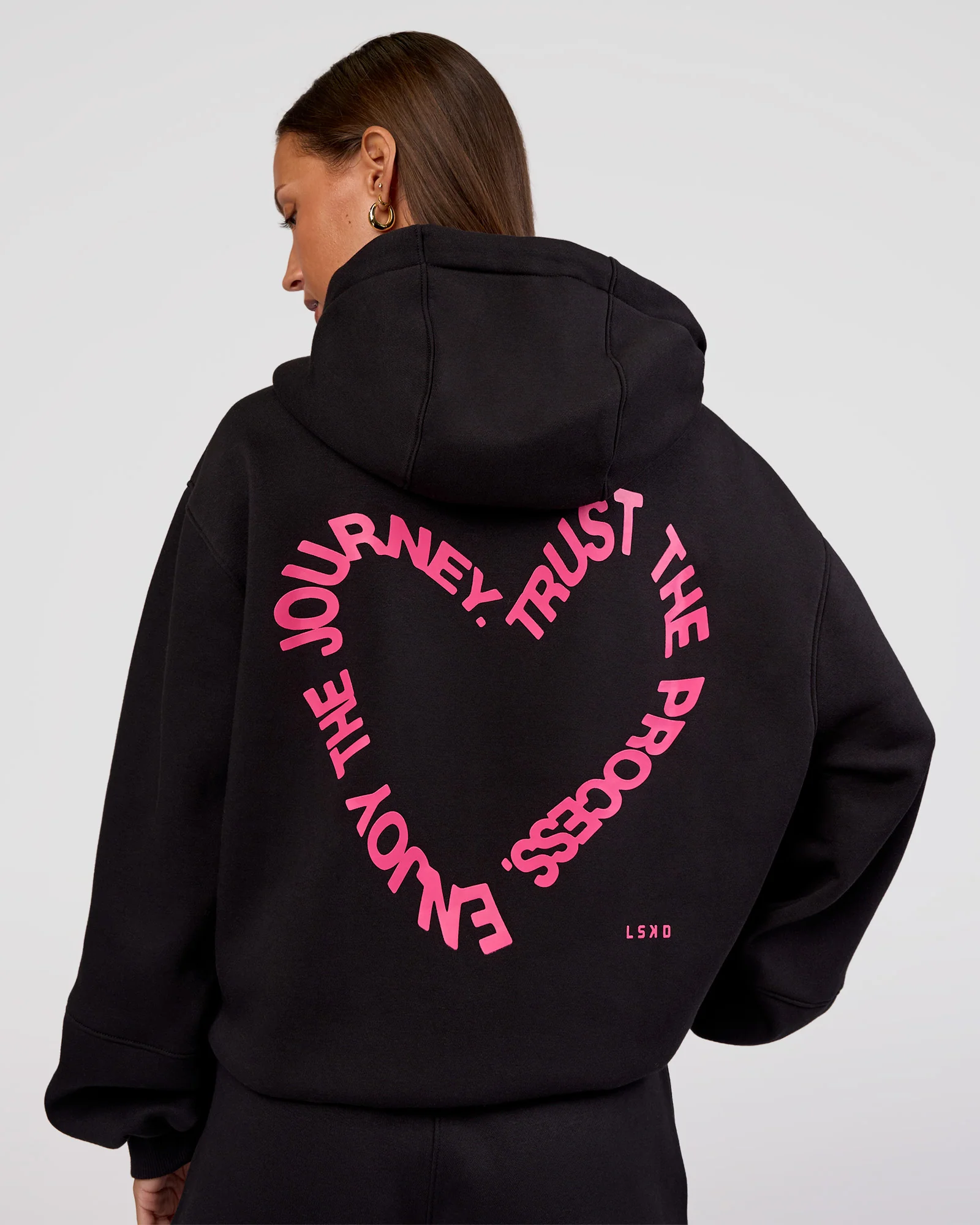 Love The Process Zip Through Hoodie - Black-Sugar Plum