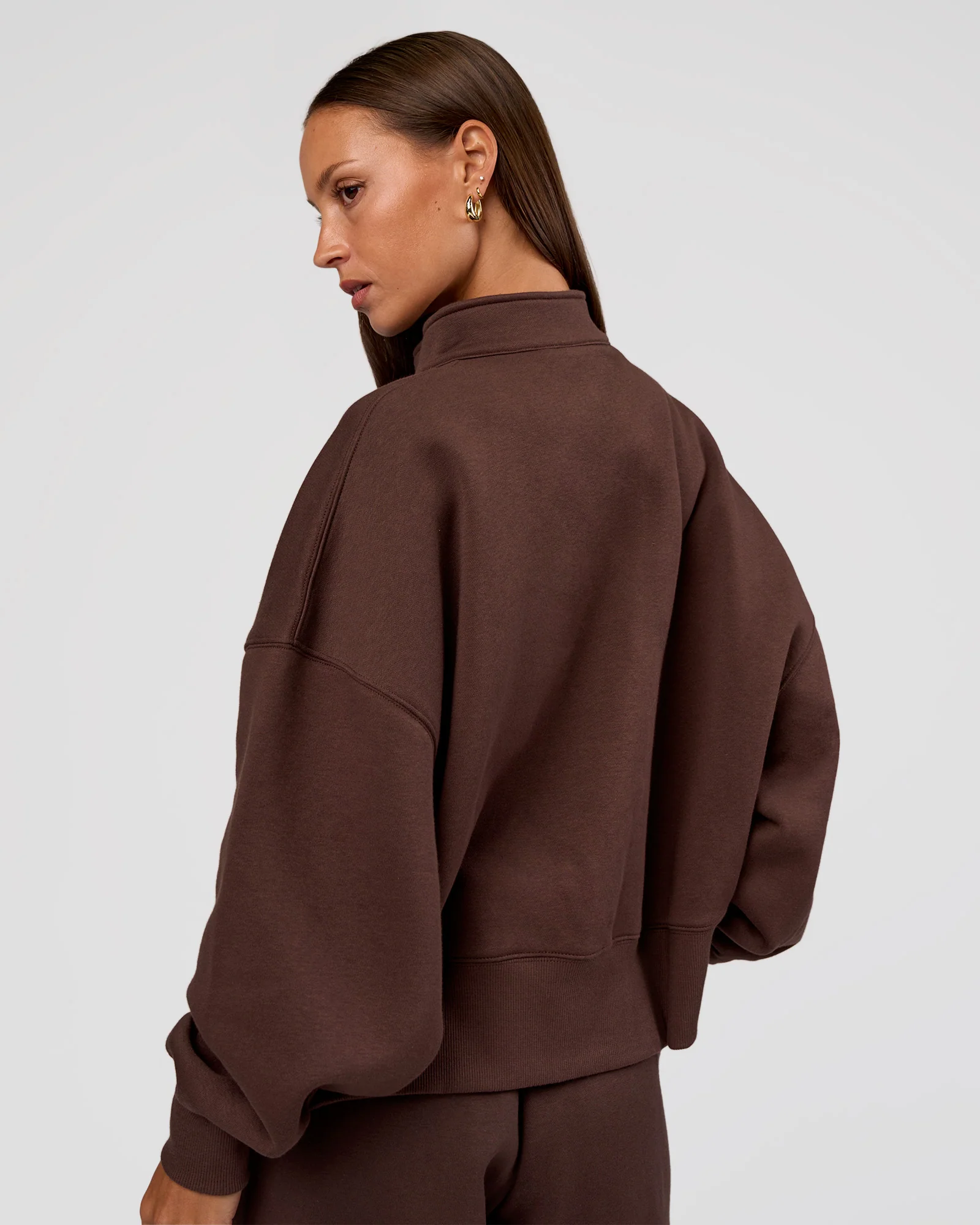 MVP 1/2 Zip Oversized Sweater - Hot Chocolate - Image 3