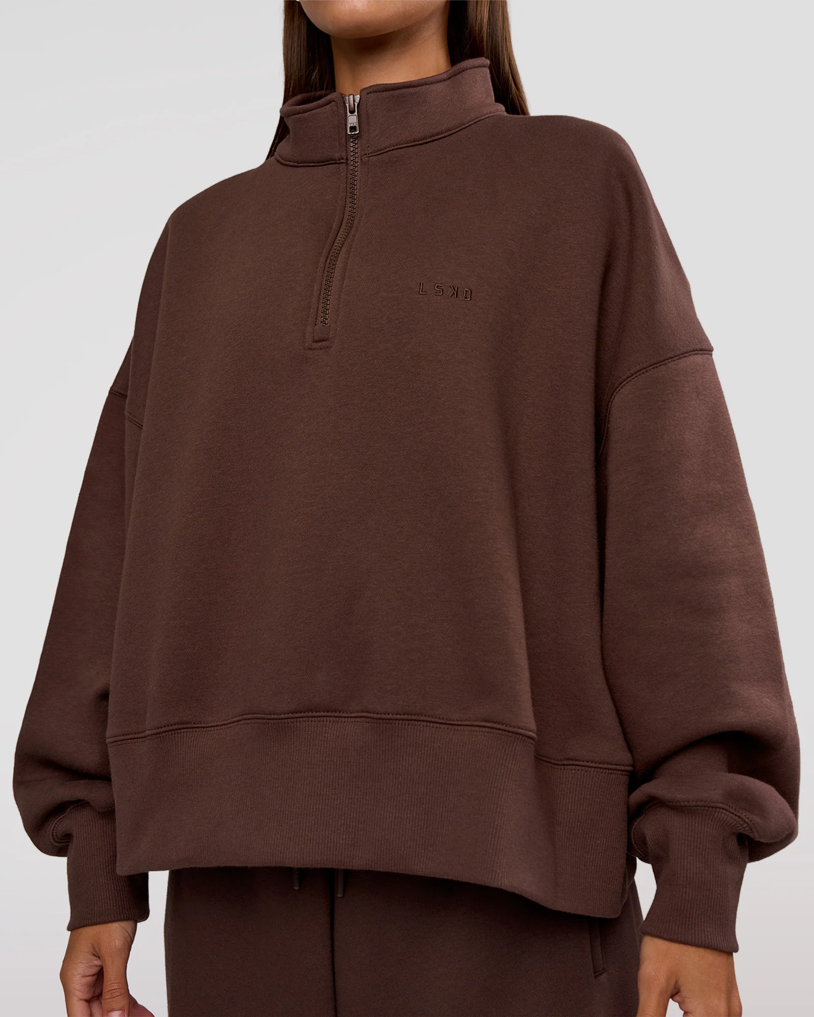 MVP 1/2 Zip Oversized Sweater - Hot Chocolate - Image 4