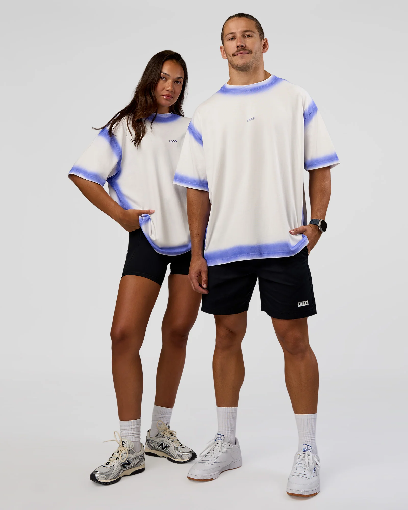 Urban Blur Heavyweight Unisex Oversized Tee - Off White-Power Cobalt